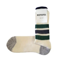RoToTo Old School Crew Socks Green / Charcoal