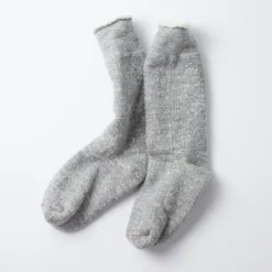 RoToTo Double Face Crew Socks Merino Wool & Organic Cotton Mid Grey