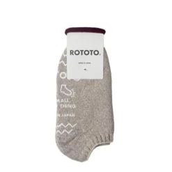 RoToTo Recycled Cotton Pile Slipper Socks Ivory Gray