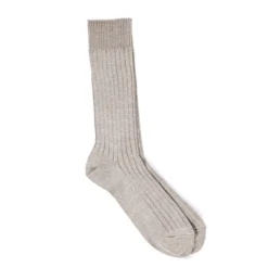 RoToTo Grey Linen Cotton Rib Socks R1010