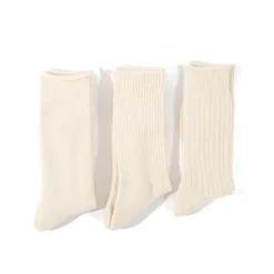 RoToTo Organic Daily 3 Pack Crew Socks Ecru