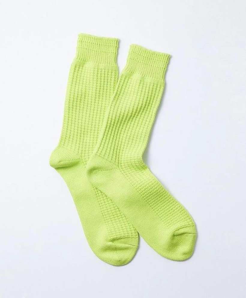 RoToTo Cotton Waffle Socks Lime 3 RoToTo Cotton Waffle Socks Lime