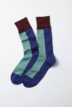 RoToTo Light Blue, Dark Blue and Burgundy Vertical Crew Socks