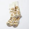 RoToTo Fine Pile Cow Crew Socks Tan/Greyge