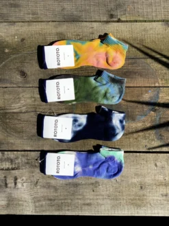 RoToTo Organic Cotton Tie Dye Ankle Socks Navy White
