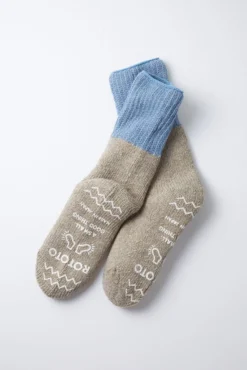 RoToTo Teasel Home Socks Sax & Dark Beige