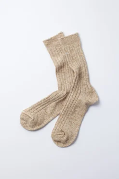RoToTo Organic Daily 3 Pack Ribbed Socks Ecru & Brown
