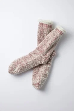 RoToTo Merino Home Socks Dark Red & White S
