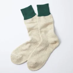 RoToTo Double Face Crew Socks Silk Cotton Green M Beige