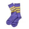 RoToTo Purple and Yellow Fine Pile Striped Crew Socks 1 RoToTo Purple and Yellow Fine Pile Striped Crew Socks