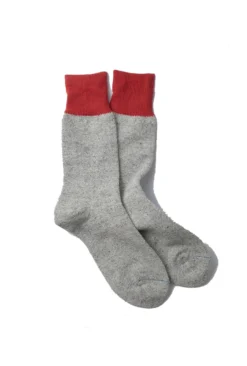 RoToTo Grey and Red Double Face Crew Socks