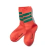 RoToTo Poppy and Green Fine Pile Striped Crew Socks