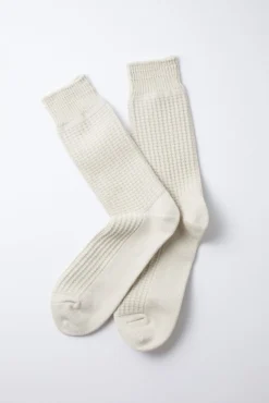 RoToTo Cotton Waffle Crew Socks Ivory