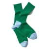 RoToTo Green and Sax Organic Cotton Mix Ribbed Crew Socks